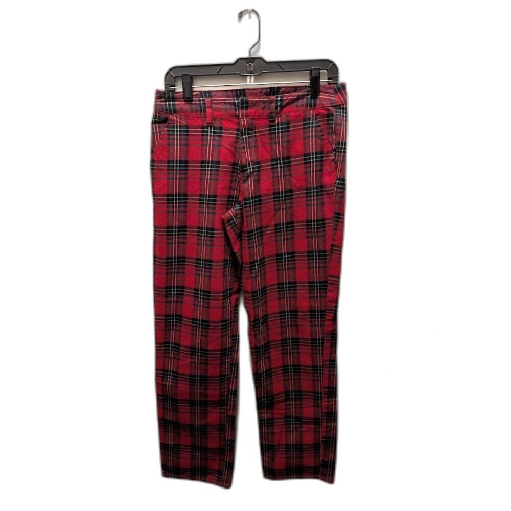 Empyre Cailie Straight Crop Red Plaid Pants Women's Size 7